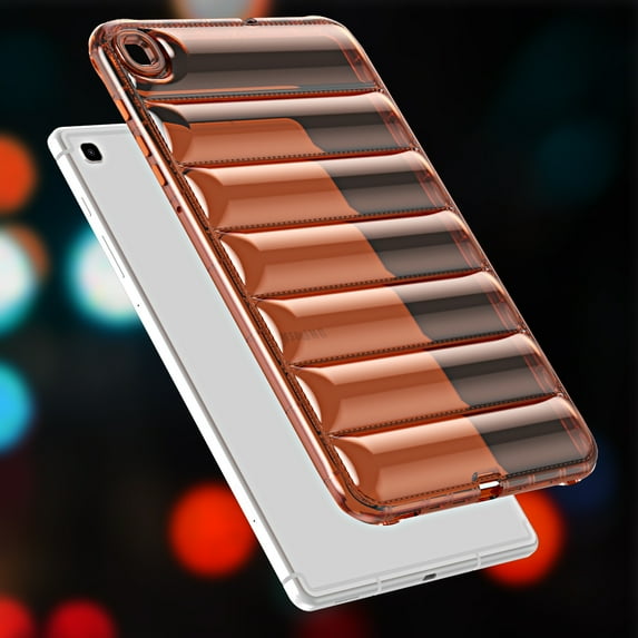 ELEHOLD Shockproof Clear Case for Samsung Tab S6 Lite 10.4" (2024/2020), Soft Clear Anti-Drop Cover Down Jacket Desigh Camera Protection Shockproof Case Cover,Brown