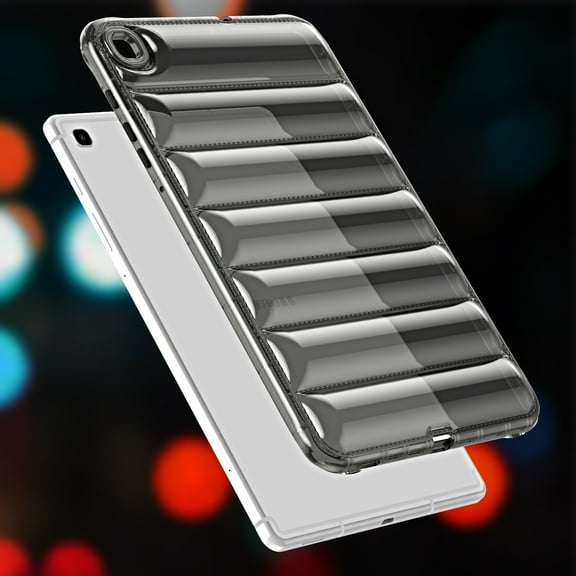ELEHOLD Shockproof Clear Case for Samsung Tab S6 Lite 10.4" (2024/2020), Soft Clear Anti-Drop Cover Down Jacket Desigh Camera Protection Shockproof Case Cover,Gray