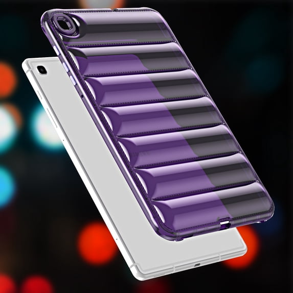 ELEHOLD Shockproof Clear Case for Samsung Tab S6 Lite 10.4" (2024/2020), Soft Clear Anti-Drop Cover Down Jacket Desigh Camera Protection Shockproof Case Cover,Purple