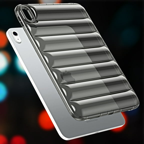 ELEHOLD Shockproof Clear Case for iPad Air 11-inch M3 (2025) / M2 (2024), Soft Clear Anti-Drop Cover Down Jacket Desigh Camera Protection Shockproof Case Cover,Gray