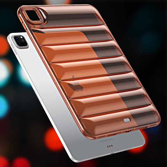 ELEHOLD Shockproof Clear Case for iPad Pro 11 Inch 2024, Soft Clear Anti-Drop Cover Down Jacket Desigh Camera Protection Shockproof Case Cover for iPad Pro 11 2024, Brown