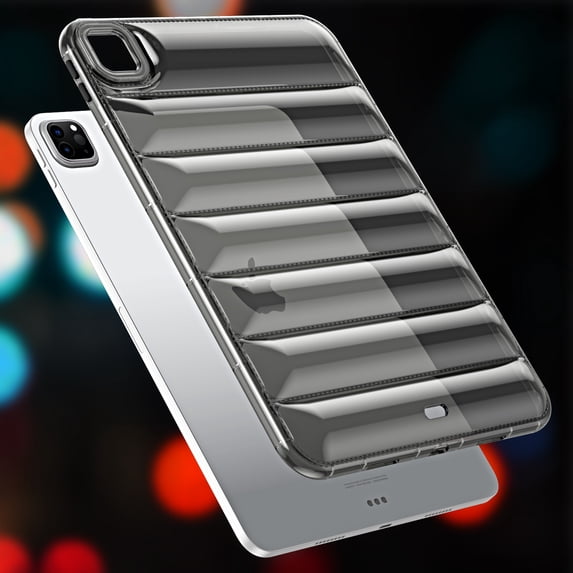 ELEHOLD Shockproof Clear Case for iPad Pro 11 Inch 2024, Soft Clear Anti-Drop Cover Down Jacket Desigh Camera Protection Shockproof Case Cover for iPad Pro 11 2024, Gray