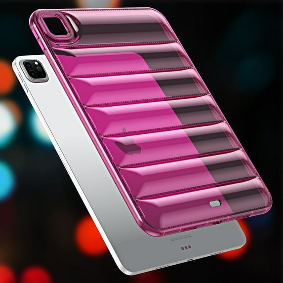 ELEHOLD Shockproof Clear Case for iPad Pro 11 Inch 2024, Soft Clear Anti-Drop Cover Down Jacket Desigh Camera Protection Shockproof Case Cover for iPad Pro 11 2024, Rose