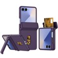 thumbnail image 1 of ELEHOLD Shockproof Flip Case for Samsung Galaxy Z Flip 7 2025 with Card Holder, Anti-Scratch Hands-Free Use Spring Hinge Kickstand Foldable Stand Rugged Case ,Darkpurple, 1 of 7