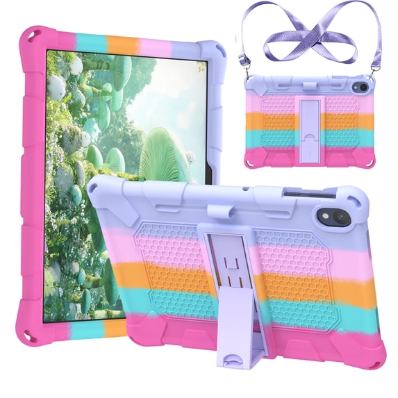 ELEHOLD Shockproof Slim Silcine Foldable Kickstand Tablet Case With Crossbody Strap for Walmart Onn 8.1" 2026, A