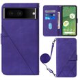 thumbnail image 1 of ELEHOLD Shoulder Strap PU Leather Wallet Case for Google Pixel 7 Pro Ultra slim Soft TPU Magnetic Clasp Flip Folio with Kickstand Shockproof Removable Adjustable Crossbody Shoulder Strap Wallet,Purple, 1 of 9