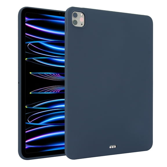 ELEHOLD Silicone Case For iPad Pro 12.9 2021 Heavy Duty Shockproof Cover, Slim&Lightweight, Soft Skin-Friendly, Anti-Scratch Protective Tablet Cover, Darkblue