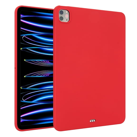 ELEHOLD Silicone Case For iPad Pro 12.9 2021 Heavy Duty Shockproof Cover, Slim&Lightweight, Soft Skin-Friendly, Anti-Scratch Protective Tablet Cover, Red