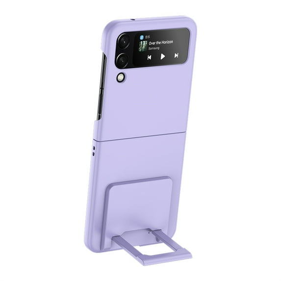 ELEHOLD Slim Case for Samsung Galaxy Z Flip 4,Skin-Touch Anti-Fingerprint Protective Case with Hidden Foldable Kickstand Slim Lightweight Shockproof Case for Samsung Z Flip 4,Purple