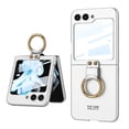 thumbnail image 1 of ELEHOLD Slim Case for Samsung Galaxy Z Flip 5 Case with Built-in Small Front Screen Protector Metal Ring Holder Matte PC Shockproof Cover for Samsung Z Flip 5 2023,Silver, 1 of 7