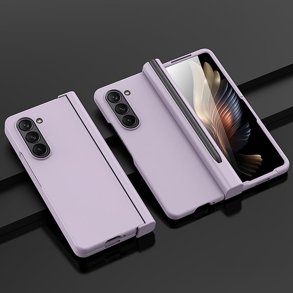 ELEHOLD Slim Case for Samsung Galaxy Z Fold5,Hinge Protective Case with Pen Holder & Built-in Screen Protector,Shockproof Hard PC Skin-Touch Ultra Thin Phone Case for Galaxy Z Fold5 2023,Purple