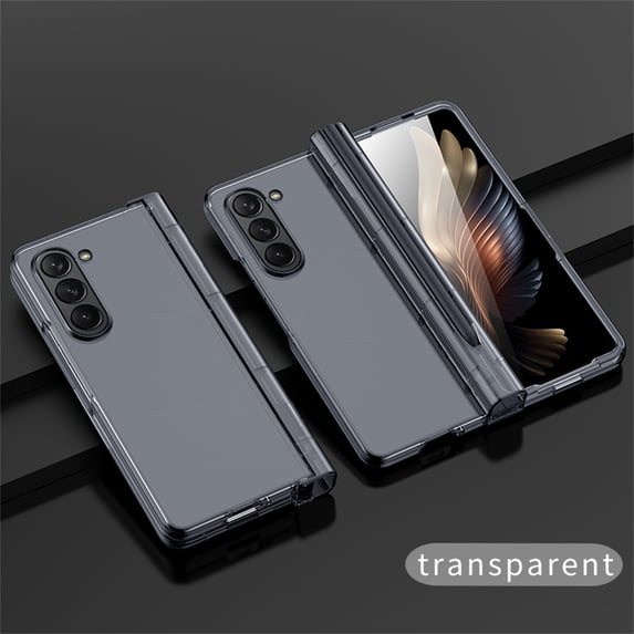ELEHOLD Slim Case for Samsung Galaxy Z Fold5,Hinge Protective Case with Pen Holder & Built-in Screen Protector& Stylus Pen,Shockproof Hard PC Skin-Touch Phone Case for Galaxy Z Fold5 2023,Clear