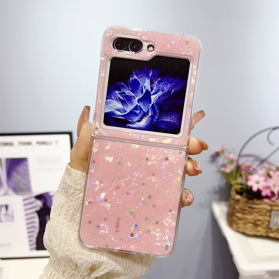 ELEHOLD Slim Case for Samsung Galaxy Z Flip 5,Glitter Case Slim Lightweight TPU Shell Shockproof Protective Cover for Samsung Galaxy Z Flip5,Pink