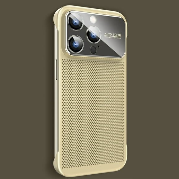 ELEHOLD Slim Case for iPhone 12 Pro Max Case Frameless Design Heat Dissipation Honeycomb Full Camera Lens Protection Slim Lightweight Case Cover,gold