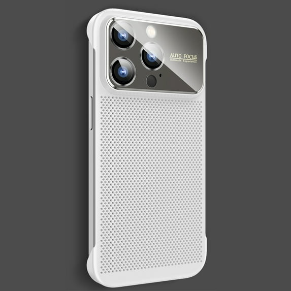 ELEHOLD Slim Case for iPhone 13 Case Frameless Design Heat Dissipation Honeycomb Full Camera Lens Protection Slim Lightweight Case Cover,white