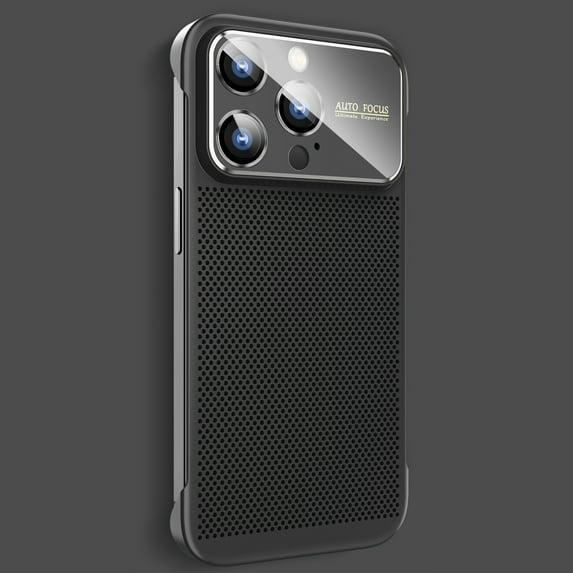 ELEHOLD Slim Case for iPhone 14 Pro Case Frameless Design Heat Dissipation Honeycomb Full Camera Lens Protection Slim Lightweight Case Cover,black