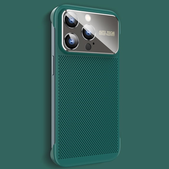 ELEHOLD Slim Case for iPhone 13 Pro Max Case Frameless Design Heat Dissipation Honeycomb Full Camera Lens Protection Slim Lightweight Case Cover,darkgreen