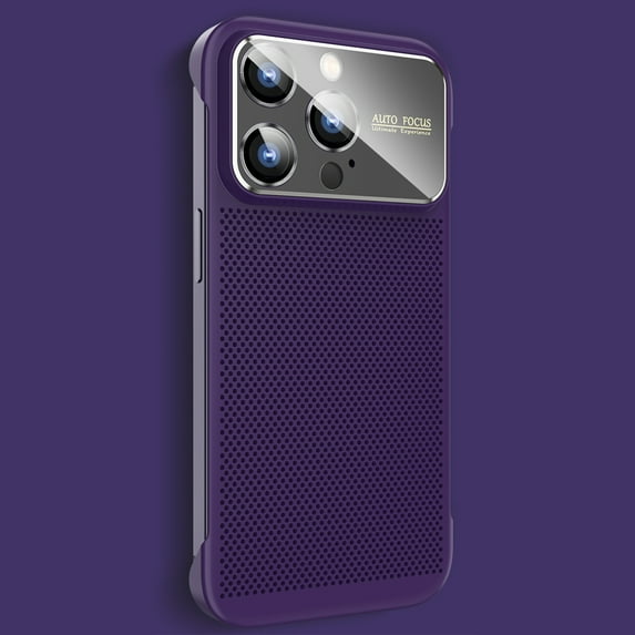 ELEHOLD Slim Case for iPhone 13 Pro Max Case Frameless Design Heat Dissipation Honeycomb Full Camera Lens Protection Slim Lightweight Case Cover,darkpurple
