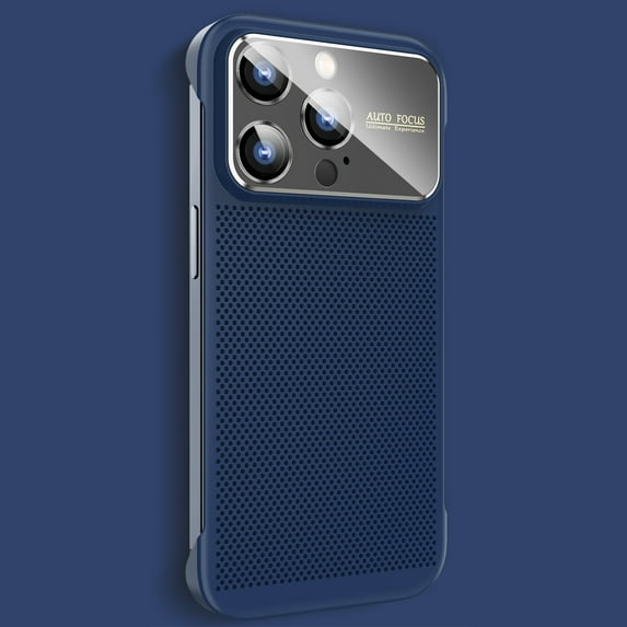 ELEHOLD Slim Case for iPhone 13 Pro Max Case Frameless Design Heat Dissipation Honeycomb Full Camera Lens Protection Slim Lightweight Case Cover,navyblue