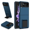 thumbnail image 1 of ELEHOLD Slim Fit Case for Samsung Galaxy Z Flip 3 with Thickened Lens Frame Invisible Hidden Kickstand Non-Slip Full Body Shockproof Protective Cover for Samsung Z Flip 3,  Blue, 1 of 10