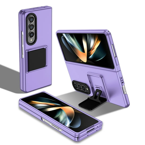 ELEHOLD Slim Fit Case for Samsung Galaxy Z Fold 3 with Thickened Camera Lens Frame Invisible Hidden Kickstand Non-Slip Full Body Shockproof Protective Cover for Samsung Z Fold 3,Purple