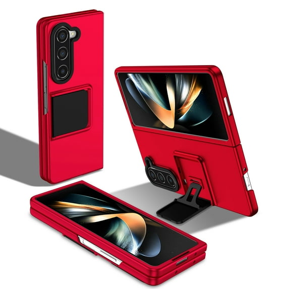 ELEHOLD Slim Fit Case for Samsung Galaxy Z Fold 7 with Thickened Camera Lens Frame Foldable Hidden Kickstand Non-Slip Full Body Shockproof Protective Cover for Samsung Z Fold 7,Red