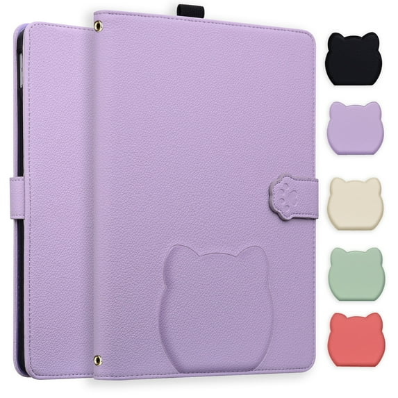 ELEHOLD Slim Flip Case for Amazon Kindle Scribe 10.2'2022)/ Amazon Kindle Scribe 10.2'2024)(, Cute Kitten Shockproof Magnetic Flip Kickstand Multi-Angle Card Slot Full Protection Case ,Purple