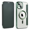 thumbnail image 1 of ELEHOLD Slim Flip Wallet Case for iPhone 14 6.1" with Transparent Clear Back RFID Card Holders Magnetic Closure Compatible with MagSafe Shockproof Anti-Scratches Case,Darkgreen, 1 of 9