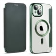 thumbnail image 1 of ELEHOLD Slim Flip Wallet Case for iPhone 14 Plus 6.7" with Transparent Clear Back RFID Card Holders Magnetic Closure Compatible with MagSafe Shockproof Anti-Scratches Case,Green, 1 of 6