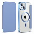 thumbnail image 1 of ELEHOLD Slim Flip Wallet Case for iPhone 14 Plus 6.7" with Transparent Clear Back RFID Card Holders Magnetic Closure Compatible with MagSafe Shockproof Anti-Scratches Case,Blue, 1 of 6