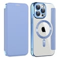thumbnail image 1 of ELEHOLD Slim Flip Wallet Case for iPhone 16 Plus  with Transparent Clear Back RFID Card Holders Magnetic Closure Compatible with Mag Safe Shockproof Anti-Scratches, Blue, 1 of 7