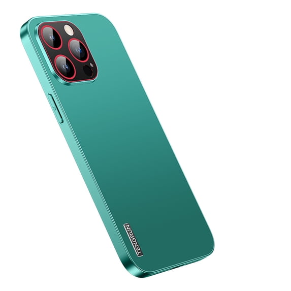 ELEHOLD Slim Frosted Case Compatible with iPhone 14 Pro Max Aluminum Metal Frame Cover All inclusive Lens Anti-Scratch Shockproof Case 6.7 inch, Green