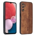 thumbnail image 1 of ELEHOLD Slim Leather Case for Samsung Galaxy A14 5G, Luxury Premium Leather Embossed Pattern Full Body Protection Shockproof Scratch-Resistant Case,Brown, 1 of 6