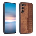 thumbnail image 1 of ELEHOLD Slim Leather Case for Samsung Galaxy S23, Luxury Premium Leather Embossed Pattern Full Body Protection Shockproof Scratch-Resistant Case,Brown, 1 of 10