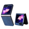 thumbnail image 1 of ELEHOLD Slim Leather Case for Samsung Galaxy Z Flip 5, Luxury Premium Leather Embossed Pattern Full Body Protection Shockproof Lightweight Case for Samsung Z Flip 5,Blue, 1 of 11