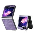 thumbnail image 1 of ELEHOLD Slim Leather Case for Samsung Galaxy Z Flip 5, Luxury Premium Leather Embossed Pattern Full Body Protection Shockproof Lightweight Case for Samsung Z Flip 5, Purple, 1 of 11