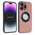 thumbnail image 1 of ELEHOLD Slim Magnetic Case for iPhone 13,PU Leather Stylish Logo View Window Camera Lens Protection Compatible with MagSafe Anti-Scratch Shockproof Case,Pink, 1 of 7