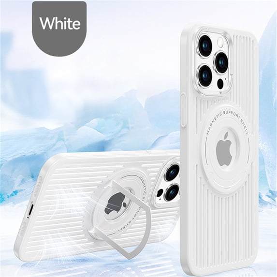 ELEHOLD Slim Magnetic Case for iPhone 14,Hybrid Rugged Case with Foldable Kickstand Bracket Compatible with MagSafe Shockproof Case for iPhone 14,White