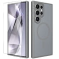 thumbnail image 1 of ELEHOLD Slim Magnetic Mag-Safe Case for Samsung Galaxy S24 Ultra, Shockproof Matte Protective Drop Protection Anti-Fingerprint Grip Camera Lens Bumper Case Cover with Screen Protector,Gray, 1 of 6
