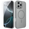 thumbnail image 1 of ELEHOLD Slim Magnetic Mag-Safe Case for iPhone 16 Plus, Shockproof Matte Protective Drop Protection Anti-Fingerprint Grip Camera Lens Bumper Case Cover with Screen Protector,Gray, 1 of 6
