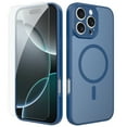 thumbnail image 1 of ELEHOLD Slim Magnetic Mag-Safe Case for iPhone 16 Plus, Shockproof Matte Protective Drop Protection Anti-Fingerprint Grip Camera Lens Bumper Case Cover with Screen Protector,Blue, 1 of 6