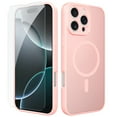 thumbnail image 1 of ELEHOLD Slim Magnetic Mag-Safe Case for iPhone 16 Pro, Shockproof Matte Protective Drop Protection Anti-Fingerprint Grip Camera Lens Bumper Case Cover with Screen Protector,Pink, 1 of 6