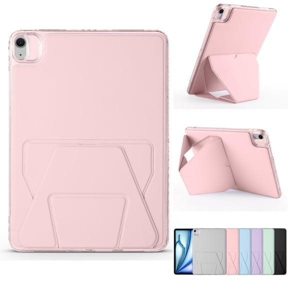 ELEHOLD Slim Tablet Case for iPad 5th/6th/8th Generation, Foldable Stand Magnetic Shockproof Lightweight Soft Silicone Back Shell Cover for iPad 5th/6th/8th Generation, Pink