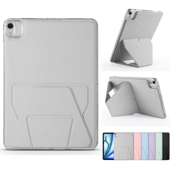 ELEHOLD Slim Tablet Case for iPad Pro 13-inch (M5) 2025/(M4) 2024 , Foldable Stand Magnetic Shockproof Lightweight Soft Silicone Back Shell Cover , Gray