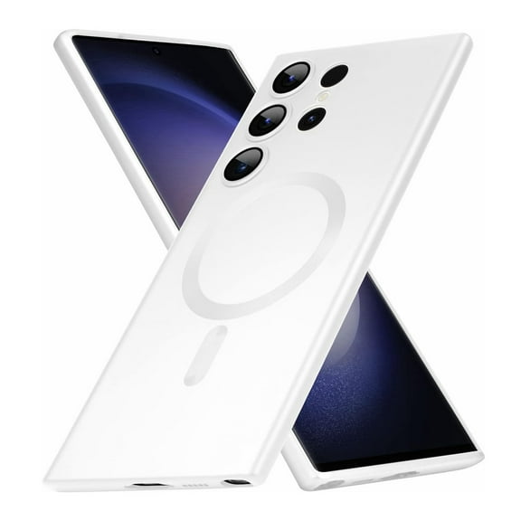 ELEHOLD Soft Shockproof Case for Samsung Galaxy S23 FE,Camera Lens Protector Mag Safe Compatible Anti-Fingerprint Anti-Scratch Protective Silicone Shell Galaxy S23 FE Case,White