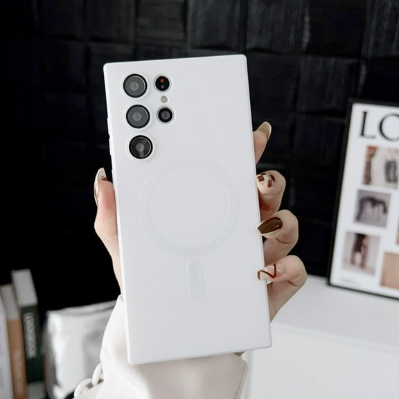 ELEHOLD Soft Shockproof Case for Samsung Galaxy S23 Ultra 6.8",Camera Lens Protector MagSafe Compatible Anti-Fingerprint Anti-Scratch Protective Shell,White