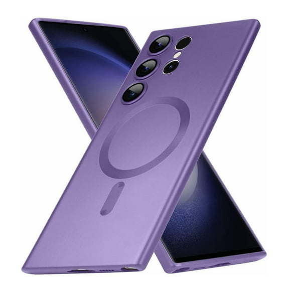 ELEHOLD Soft Shockproof Case for Samsung Galaxy S24 Ultra,Camera Lens Protector Mag Safe Compatible Anti-Fingerprint Anti-Scratch Protective Silicone Shell Galaxy S24 Ultra Case,Purple