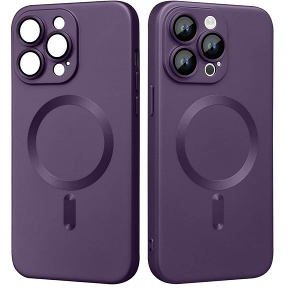 ELEHOLD Soft Shockproof Case for iPhone 15 Pro 6.1",Camera Lens Protector MagSafe Compatible Anti-Fingerprint Anti-Scratch Protective Shell iPhone 15 Pro Silicone Cover,Purple
