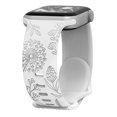 thumbnail image 1 of ELEHOLD Soft Silicone Floral Pattern Engraved Sport Women Strap Replacement Band Compatible for Apple iWatch Series SE/9/8/7/6/5/4/3/2/1 Ultra 2/1 42/44/45/49mm,White, 1 of 5