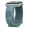 thumbnail image 1 of ELEHOLD Soft Silicone Floral Pattern Engraved Sport Women Strap Replacement Band Compatible for Apple iWatch Series SE/9/8/7/6/5/4/3/2/1 Ultra 2/1 42/44/45/49mm,Green, 1 of 5